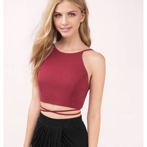 Red wrap-around crop top